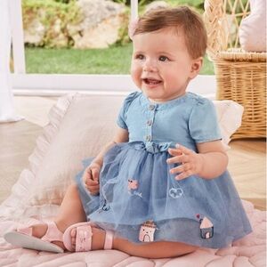 Mayoral Embroidered Tulle Dress size 1-2 months
